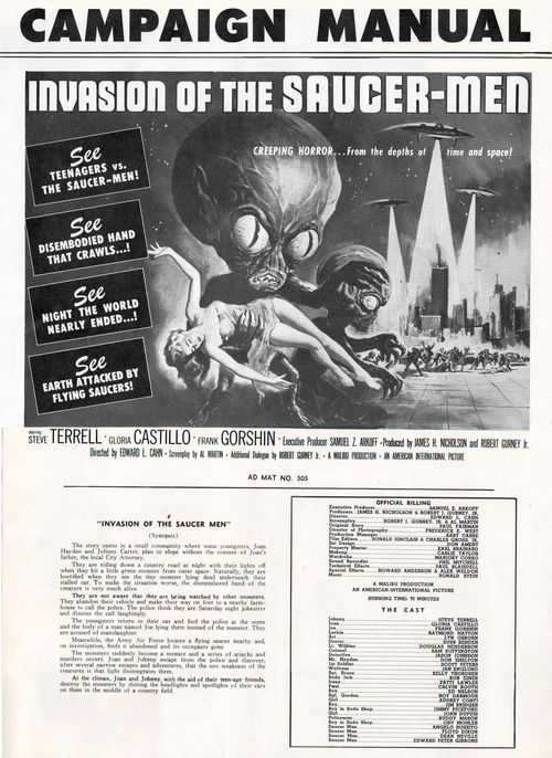 I was a teenage werewolf invasion of the saucer-men pressbook