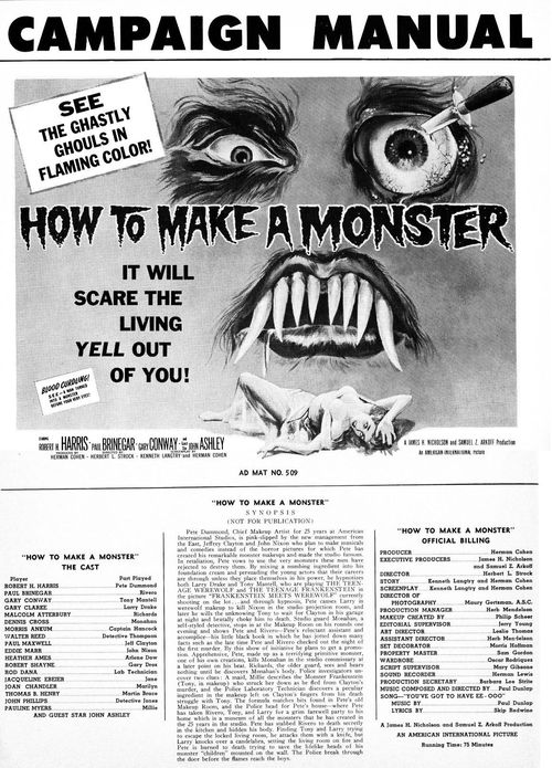 how to make a monster and teenage caveman pressbook