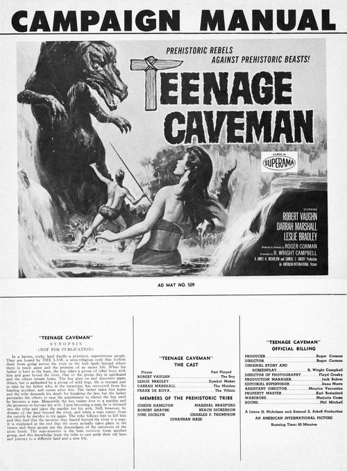 how to make a monster and teenage caveman pressbook