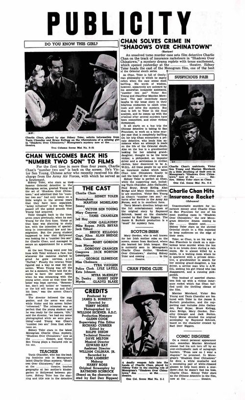 charlie chan shadow over chinatown pressbook