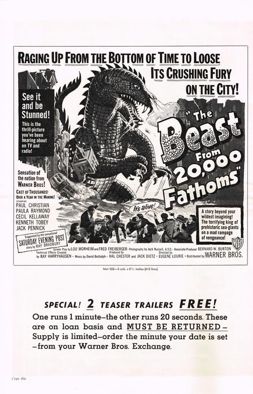 the beast from 20,000 fathoms pressbook