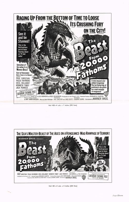 the beast from 20,000 fathoms pressbook