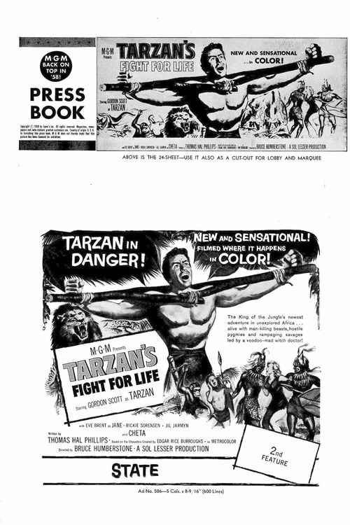 tarzan's fight for life pressbook