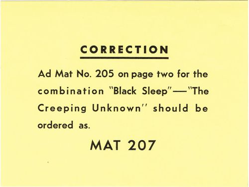 The Black Sleep and The Creeping Unknown Double Bill Pressbook
