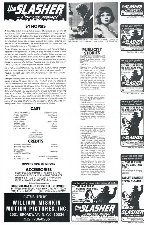 The Slasher...is the Sex Maniac! Pressbook