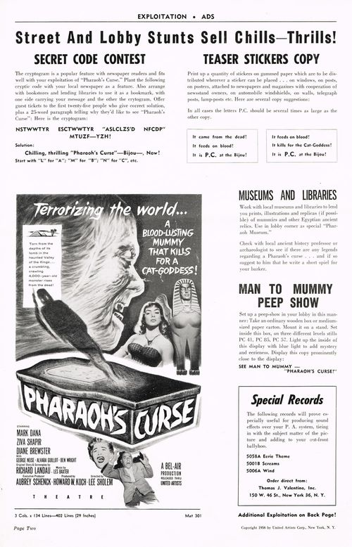 Pharaoh's Curse Pressbook