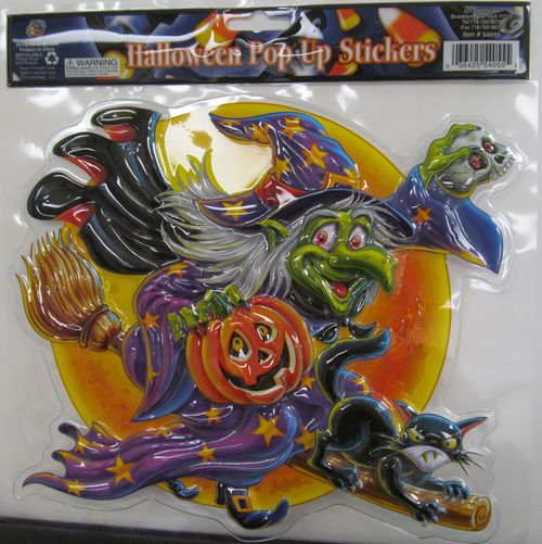 halloween witch on broomstick decoration