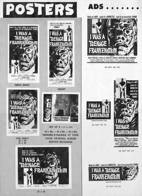 i was a teenage werewolf and i was a teenage frankenstein pressbook