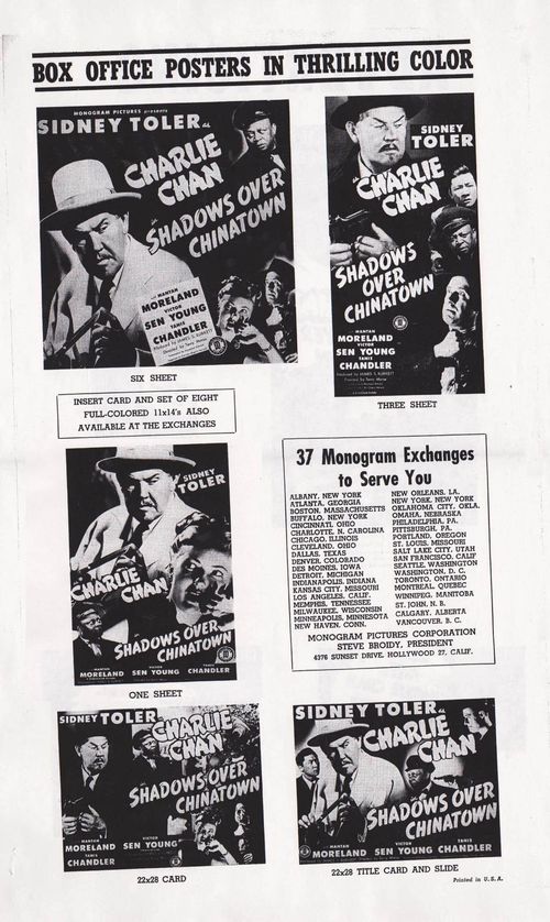 charlie chan shadow over chinatown pressbook