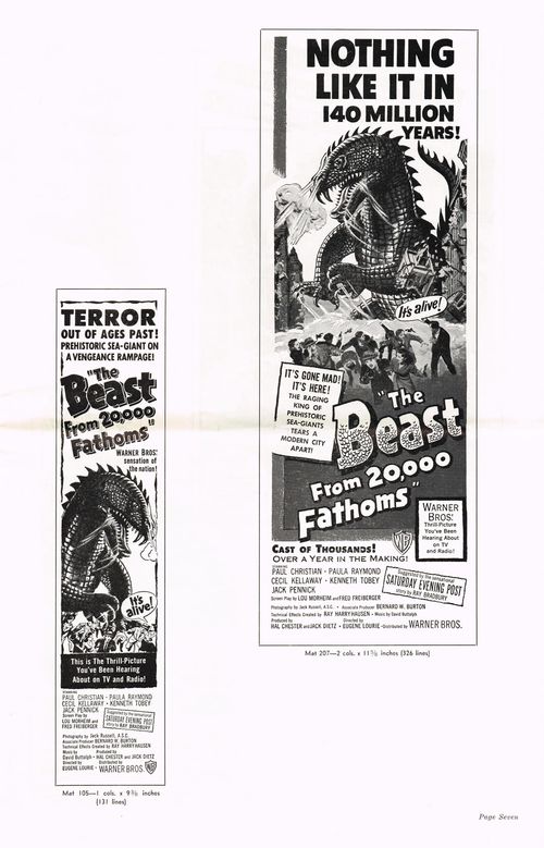 the beast from 20,000 fathoms pressbook