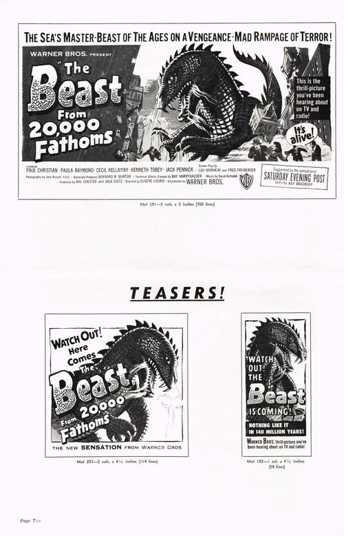 the beast from 20,000 fathoms pressbook