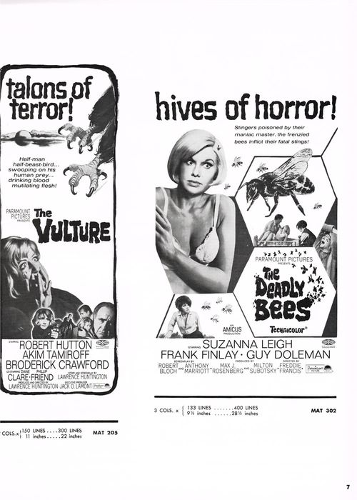 The Deadly Bees and The Vulture Double Bill Pressbook