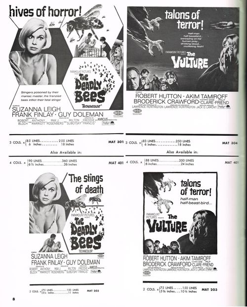 The Deadly Bees and The Vulture Double Bill Pressbook
