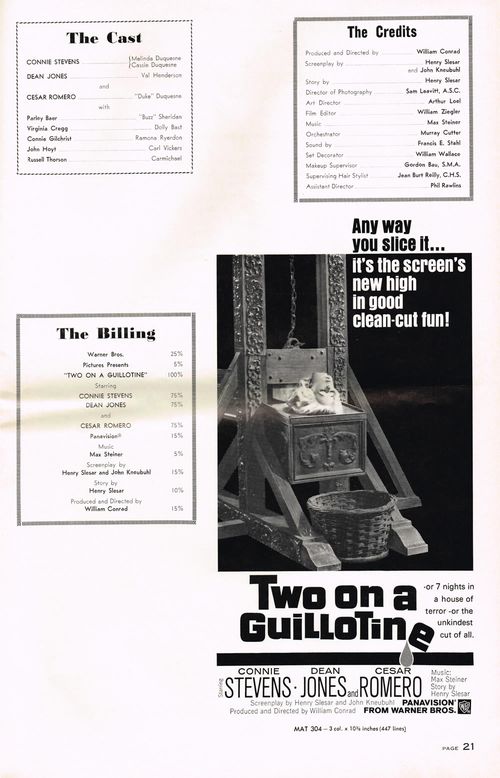 Two on a Guillotine Pressbook