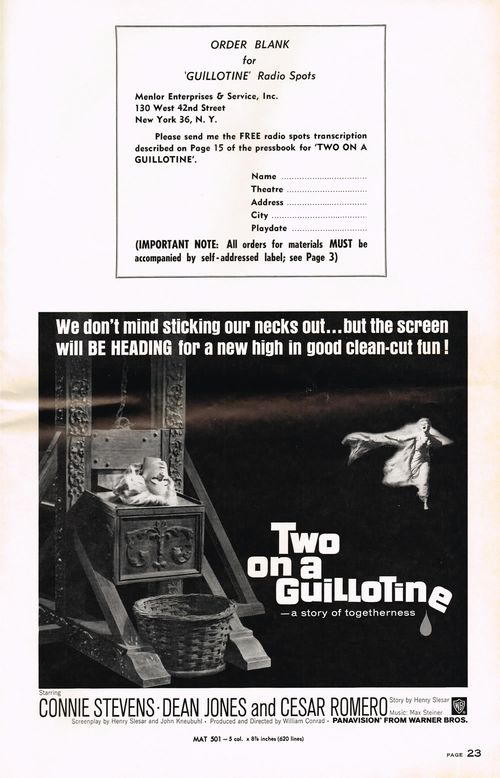 Two on a Guillotine Pressbook