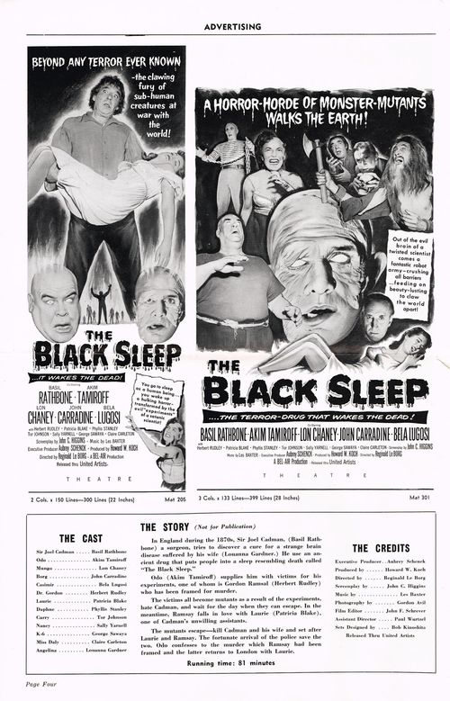 The Black Sleep and The Creeping Unknown Double Bill Pressbook