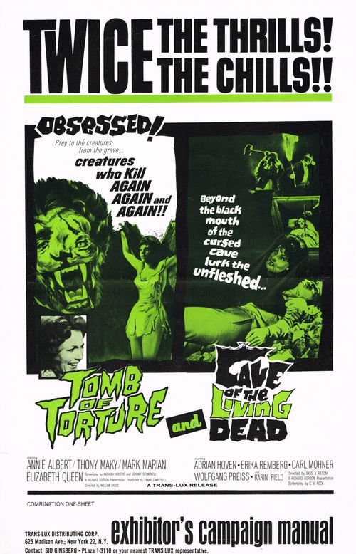 Tomb of Torture Cave of the Living Dead Double Bill Pressbook