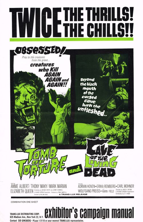 Tomb of Torture Cave of the Living Dead Double Bill Pressbook
