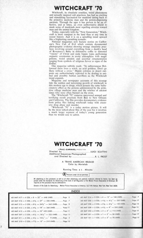 Witchcraft '70 Pressbook