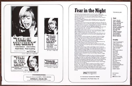 Fear in the night pressbook sheet