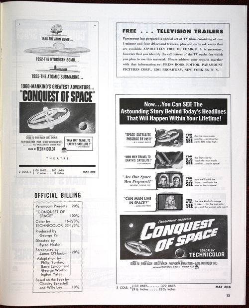 Conquest of space pressbook 13
