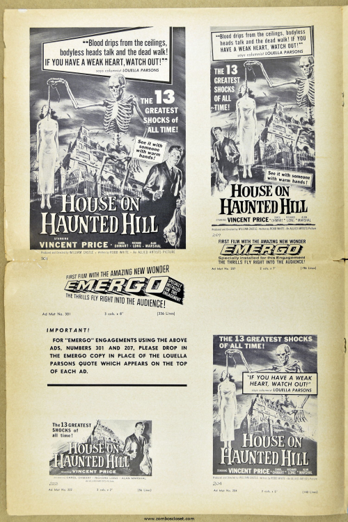 House on Haunted Hill Pressbook 09