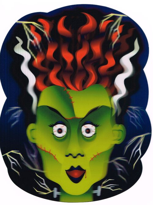 Halloween holographic bride of frankenstein decoration