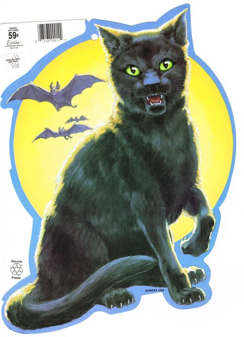 halloween eureka cat and bats decoration