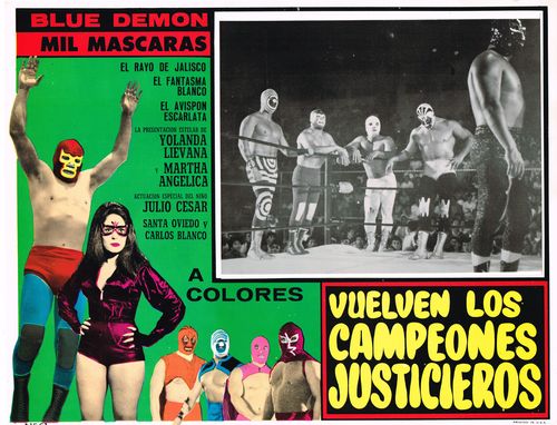 Mexican Lobby Card Vuelven Los Campeones Justicieros