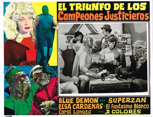 Mexican Lobby Card El Triunfo De Los Campeones Justicieros