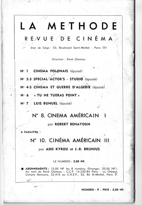 La Methode Revue de Cinema No. 9