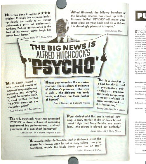 Psycho Pressbook  Kit Sheet
