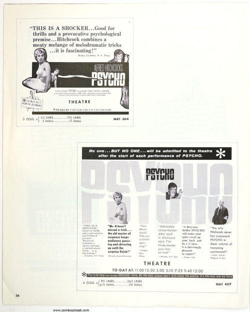 Psycho Pressbook  Kit Sheet