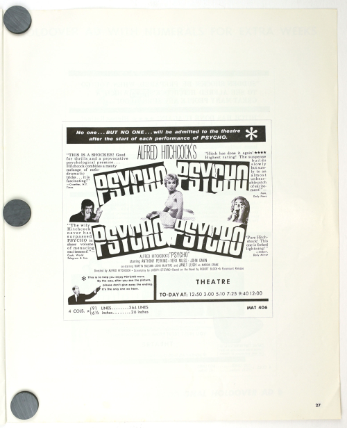 Psycho Pressbook  Kit Sheet