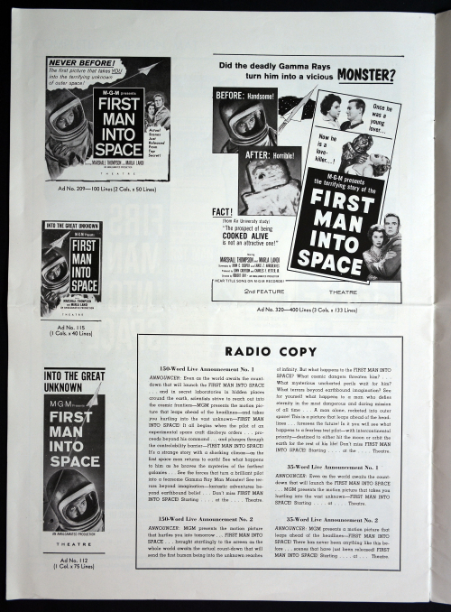 First Man into Space Pressbook 01