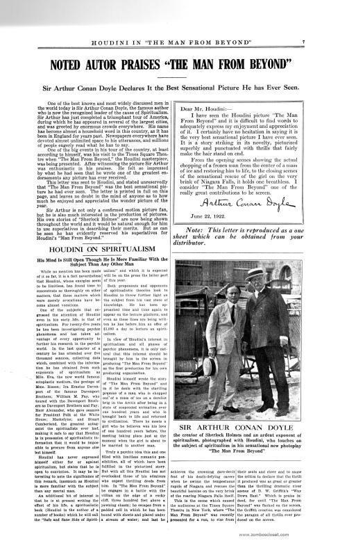 Houdini in The Man From Beyond Pressbook 001