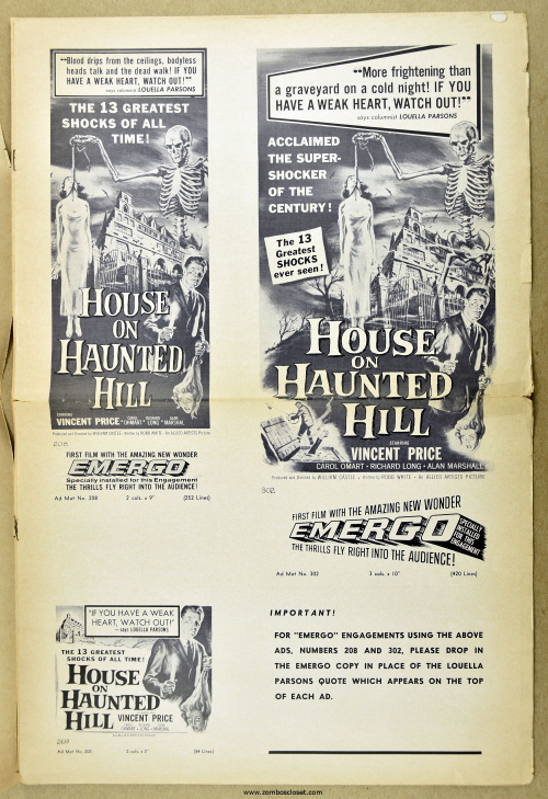 House on Haunted Hill Pressbook 12