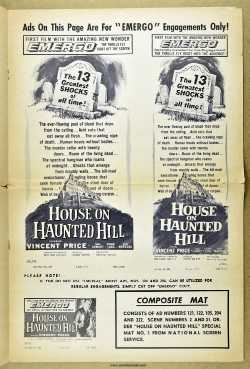 House on Haunted Hill Pressbook 13