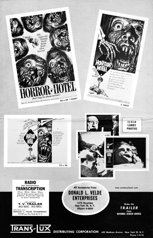 Horror Hotel Pressbook