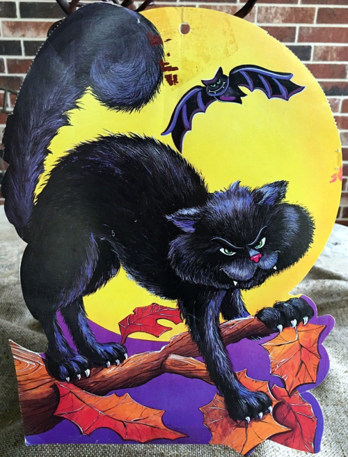 Halloween black cat with moon die cute