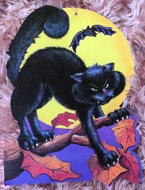 Halloween black cat with moon die cute