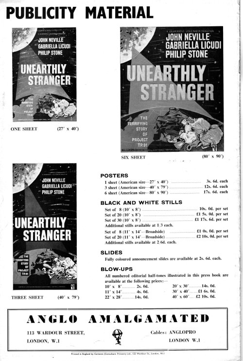 Unearthly Stranger Pressbook