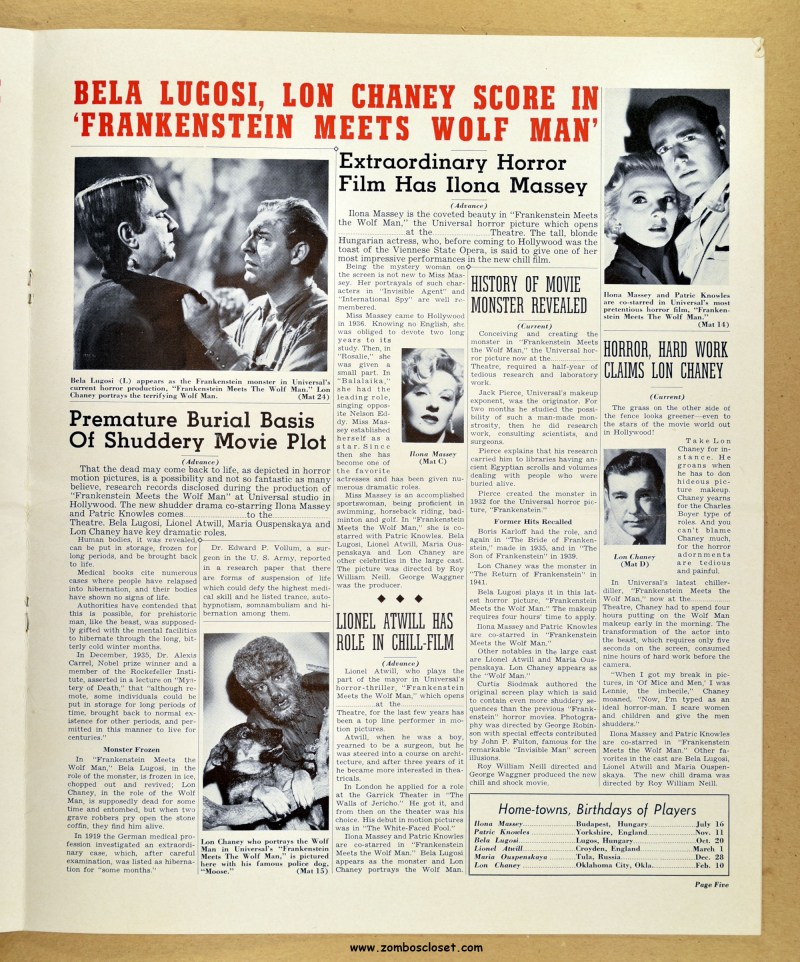 Frankenstein Meets the Wolf Man Pressbook 01