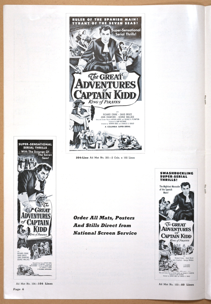 Great Adventures of Captain Kidd Pressbook 01