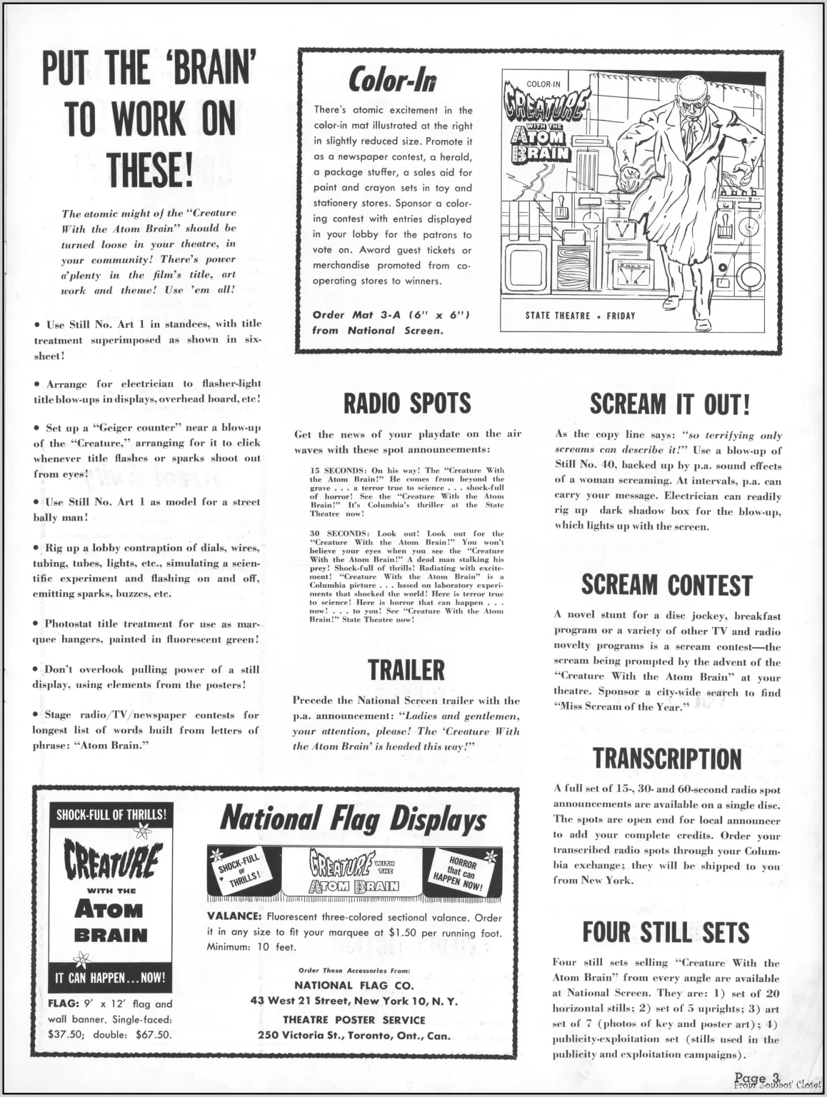 Creature with the Atom Brain Pressbook Creature with the Atom Brain Pressbook