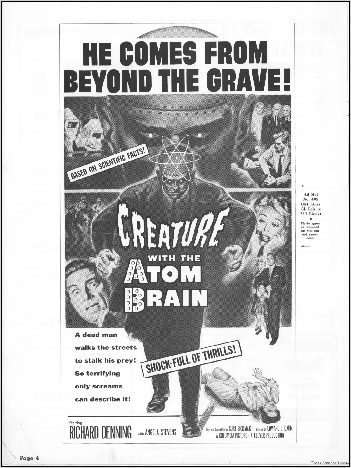 Creature with the Atom Brain Pressbook Creature with the Atom Brain Pressbook