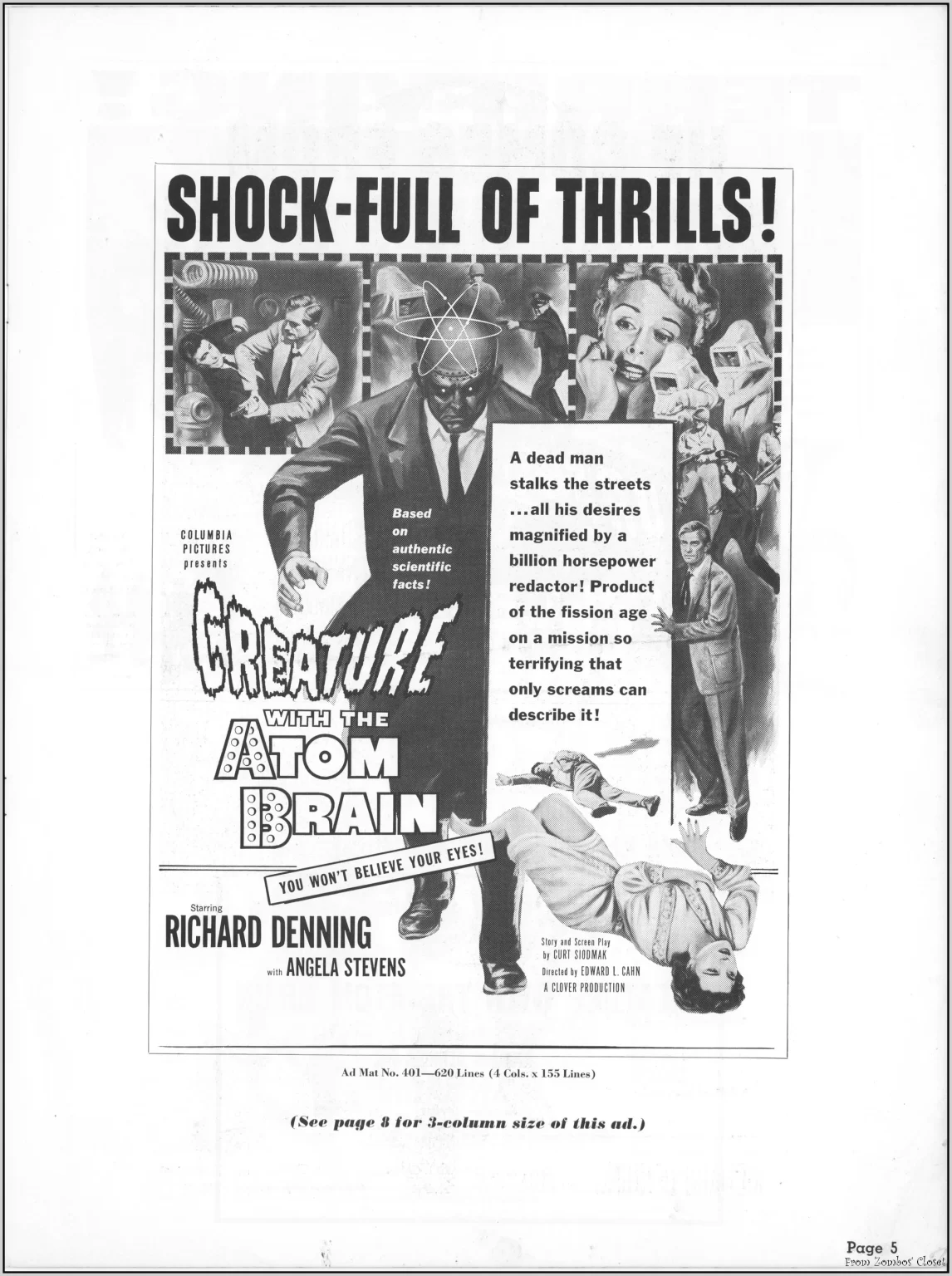 Creature with the Atom Brain Pressbook Creature with the Atom Brain Pressbook