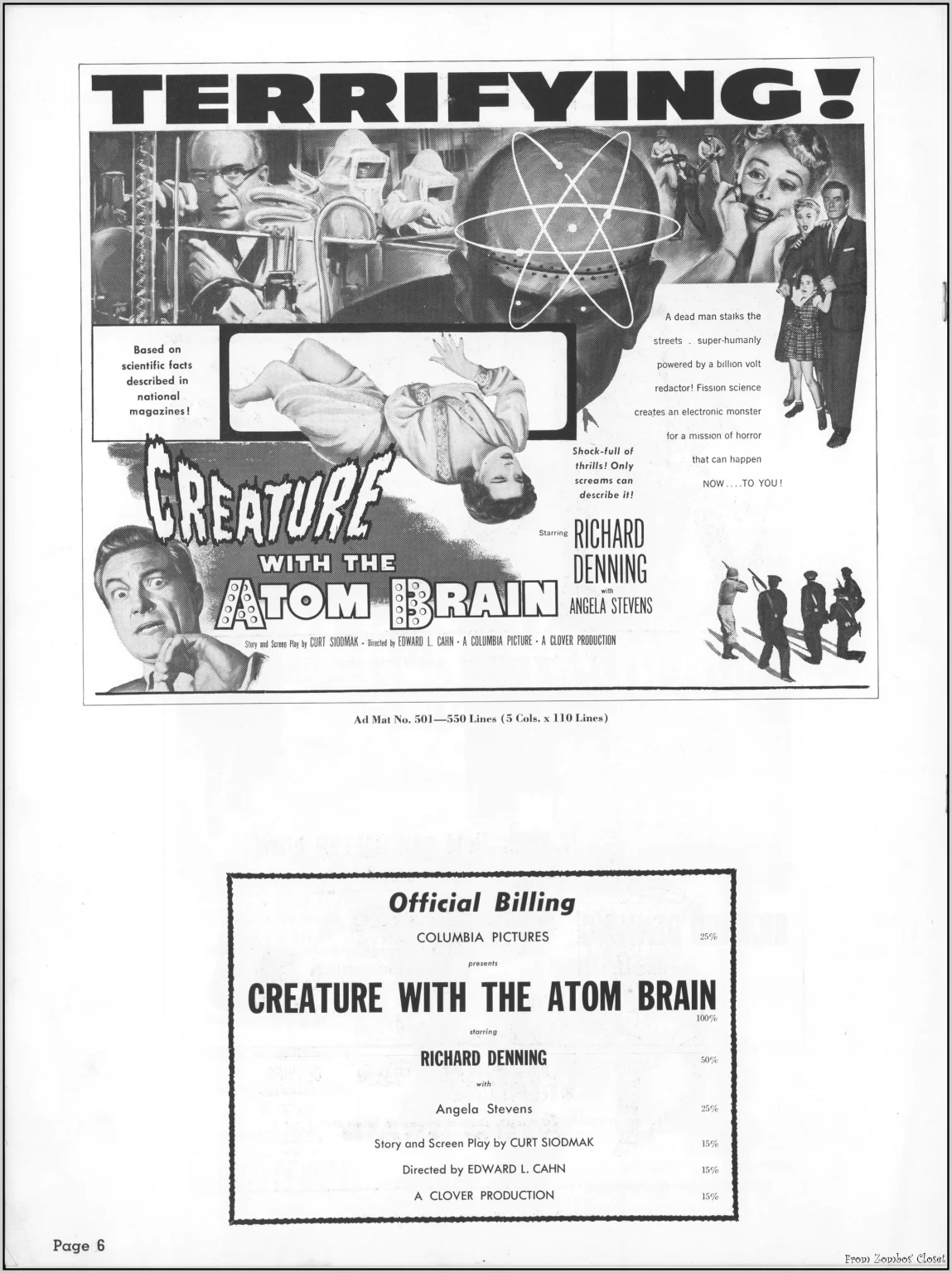 Creature with the Atom Brain Pressbook Creature with the Atom Brain Pressbook