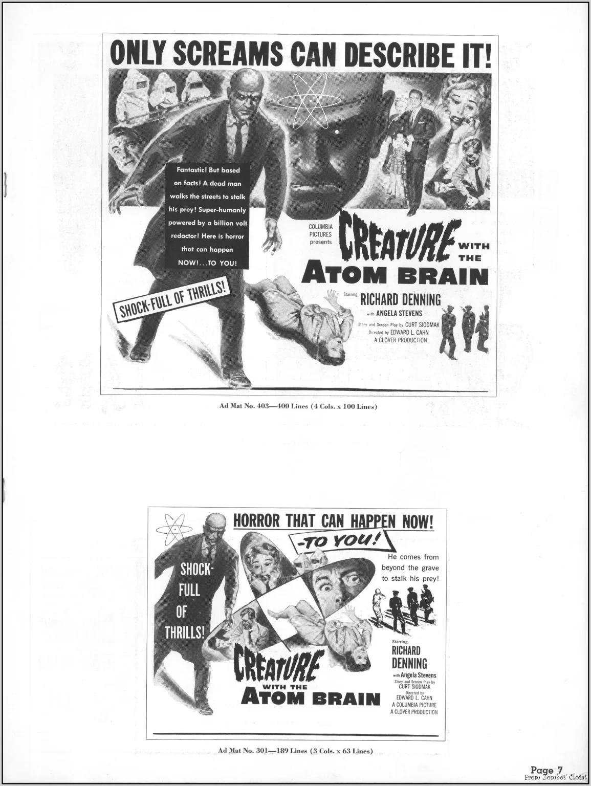 Creature with the Atom Brain Pressbook Creature with the Atom Brain Pressbook