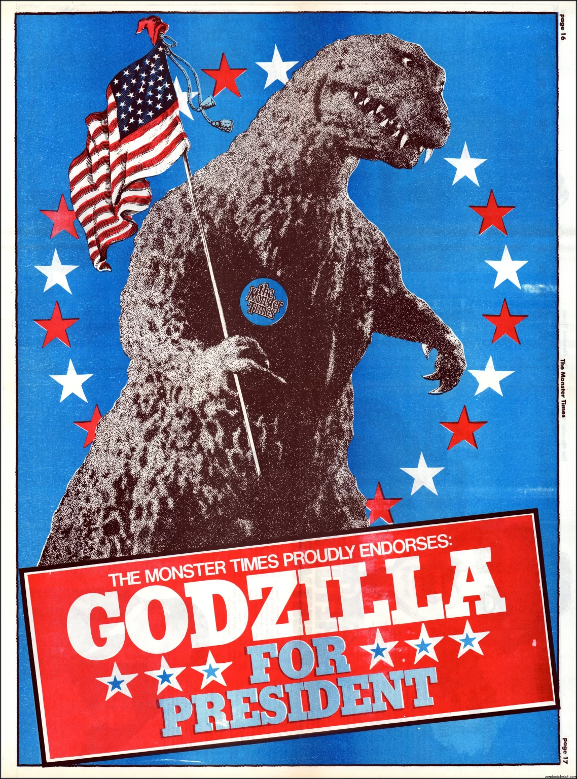 The Monster Times 16 Godzilla for President Centerfold.